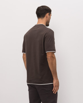 Brunello Cucinelli Коричнева футболка з ефектом накладання шарів M0B137427