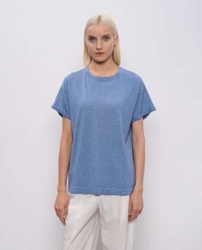 Brunello Cucinelli Голубая футболка с кашемиром и шелком M41810000