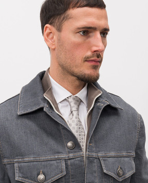 Brunello Cucinelli Серый галстук из шелка в узор MR8360018