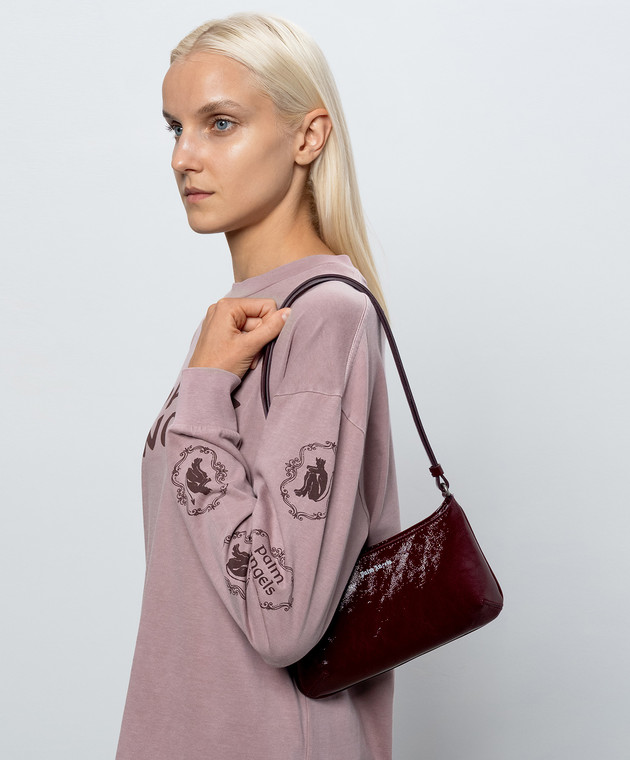 Palm Angels Бордова шкіряна глянцева сумка Giorgina PAWNN001FB001 зображення 2