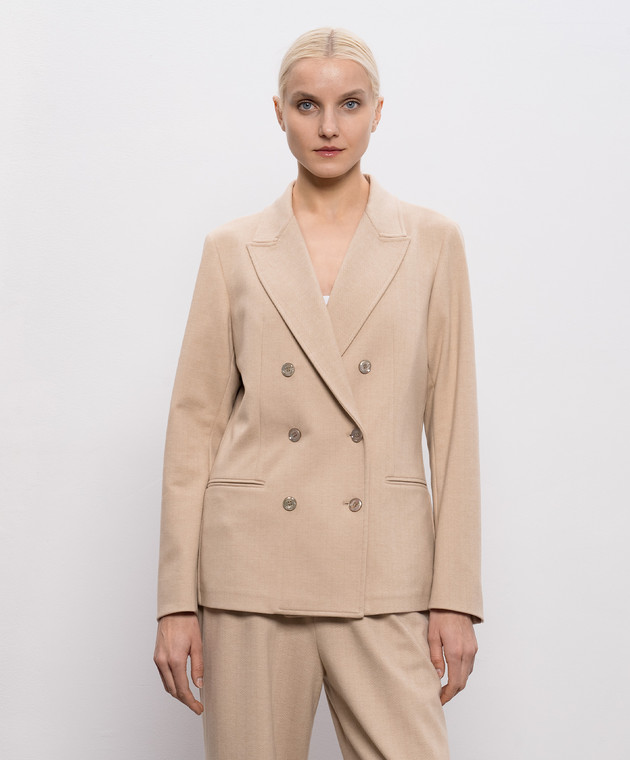 MooRER Бежевый двубортный жакет ALERIAPAR изображение 3