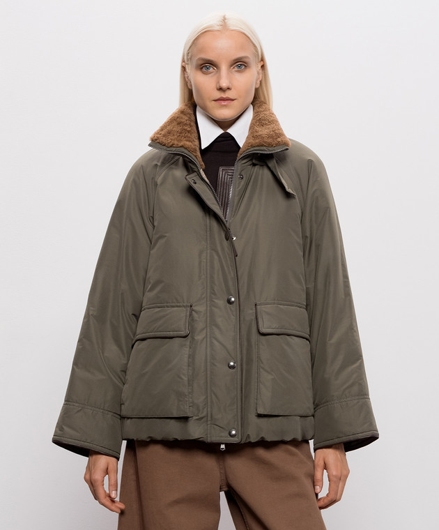 Brunello Cucinelli Пуховая куртка цвета хаки с мехом MH5253658 изображение 3
