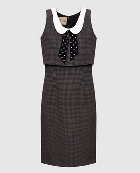 Valentino Черное платье с шерстью и шелком в узор 8B3VAHZ09TG