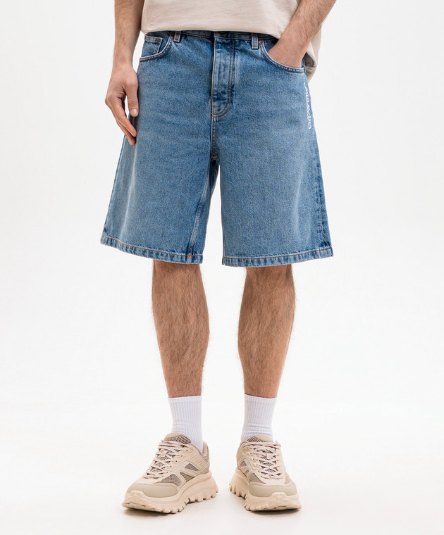 Off-White Сині джинсові шорти з емблемою Half Arrow 44XYC028S26D001 зображення 3