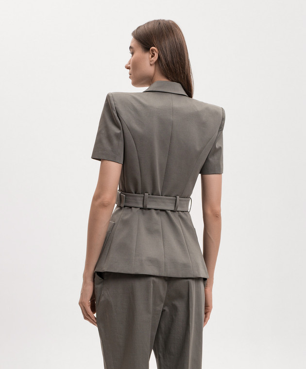 Balmain Жакет цвета хаки с короткими рукавами GF0SB225CG65 изображение 4