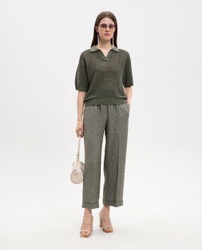 Peserico Серые брюки из льна с отворотами P0430102629