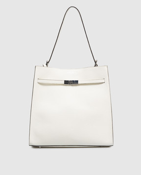 Gianni Notaro Шкіряна сумка кольору айворі DOLLARO з принтом логотипа 255DOLLARONIKEL