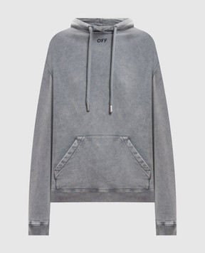 Off-White Сіре худі з принтом 2FE00500T