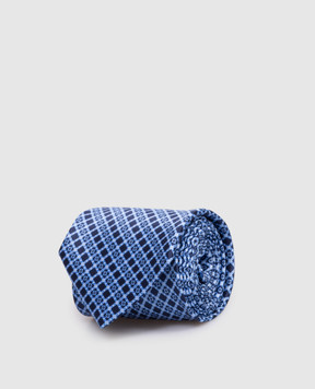 Stefano Ricci Блакитна краватка Luxury із шовку в геометричний візерунок CXDD57080