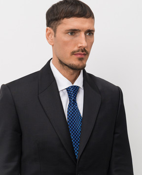 Stefano Ricci Чорна краватка із шовку в контрастний візерунок CX55022