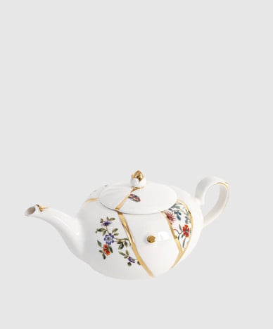 Белый фарфоровый чайник Kintsugi
