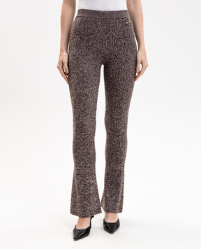 Max Mara Sportmax Коричневі штани кльош VELO з вовни в рубчик SPXVELO