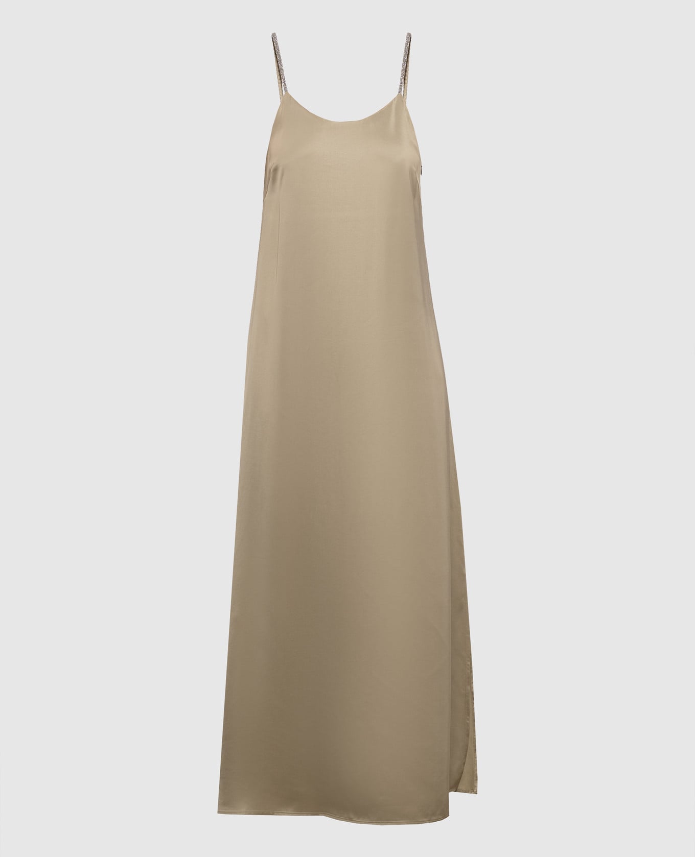 Платье миди цвета хаки с цепочкой мониль