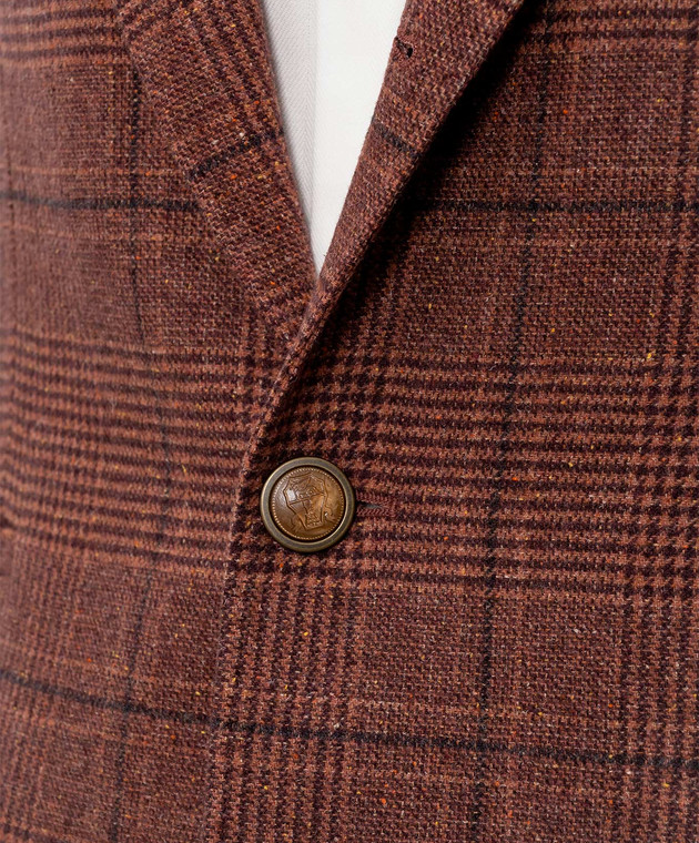 Brunello Cucinelli Коричневий піджак із шовку, вовни та кашеміру MV4647BTDH зображення 5
