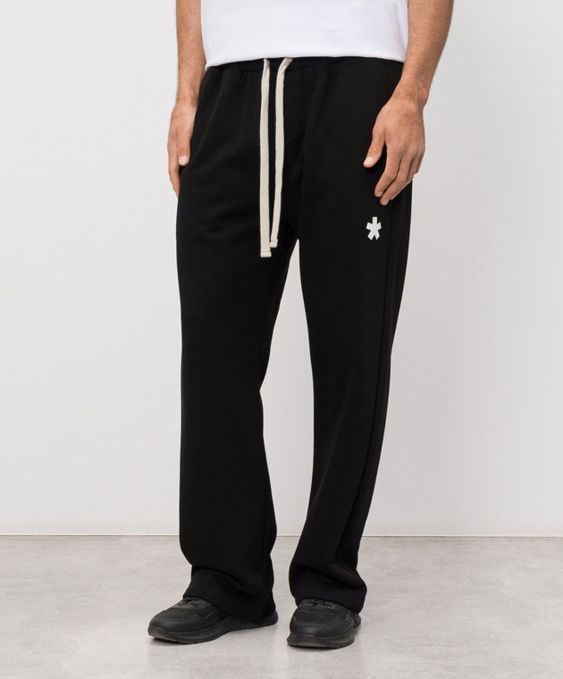 Comme des Fuckdown Чорні спортивні штани з принтом емблеми FMS6CFABM01906 зображення 3