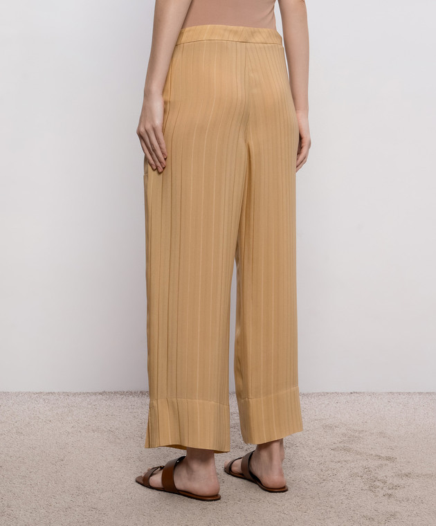 Saint Laurent Бежевые брюки из шелка в полоску 851069Y7J39 изображение 4