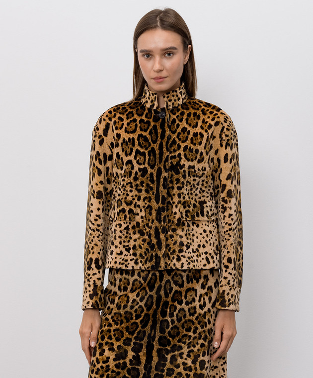 Max Mara Коричневая бархатная куртка STEDRO в леопардовый принт MSTEDRO изображение 3
