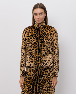 Max Mara Коричневая бархатная куртка STEDRO в леопардовый принт MSTEDRO