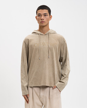 Off-White Лонгслів Laundry кольору хакі з капюшоном 44MAB09DF5J005