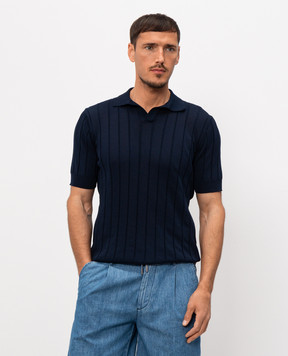 Pini Parma Синее поло из хлопка POLORIBBL