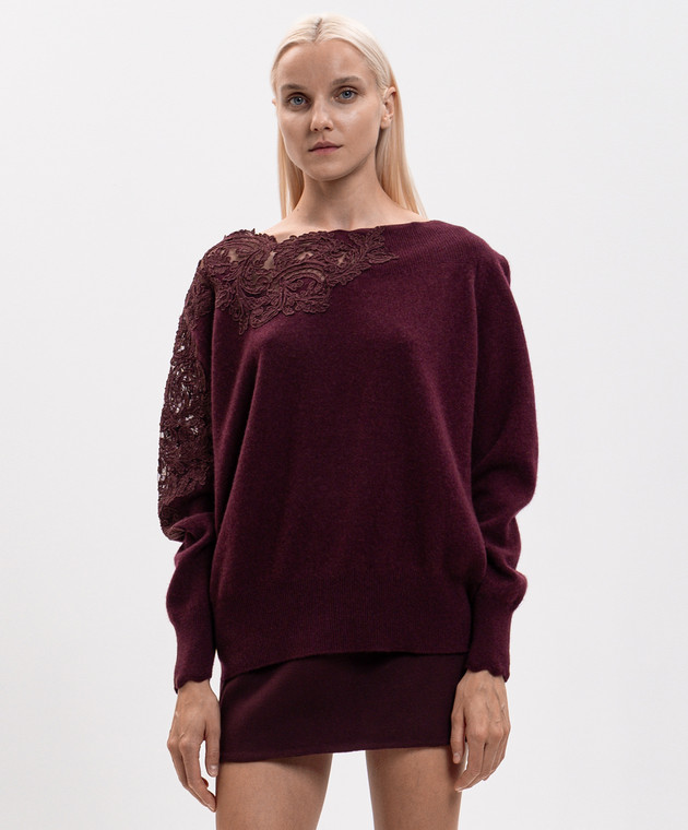 Ermanno Scervino Бордовий светр з кашеміру D495M331APPYU зображення 3