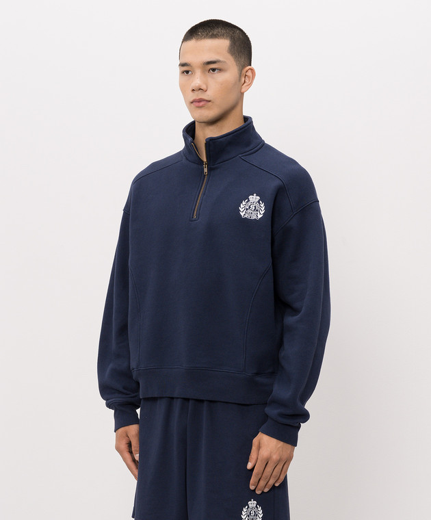 Sporty & Rich Синий свитшот с вышивкой логотипа ST098710243BL106 изображение 3