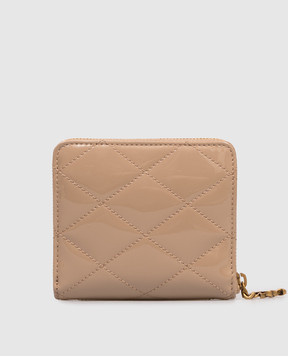Saint Laurent Бежевое кожаное лакированное портмоне 862522AAGGC