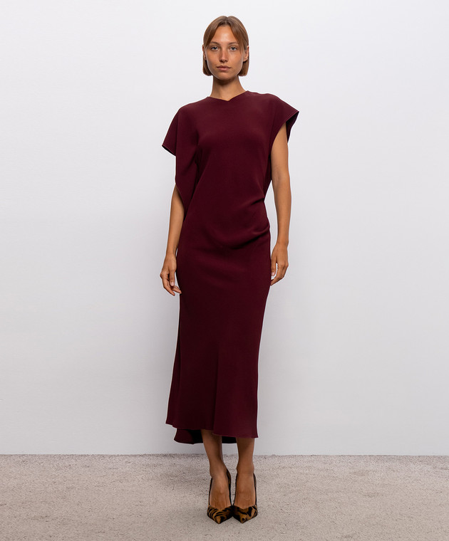 Victoria Beckham Бордова сукня міді Victoria 1326WDR007380B зображення 3