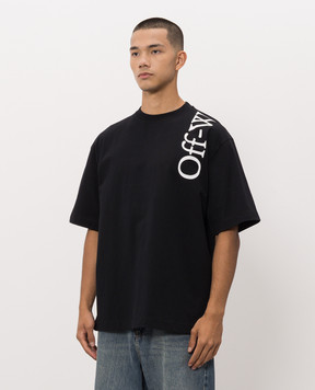 Off-White Чорна футболка з контрастним логотипом 44MAA120F26J010