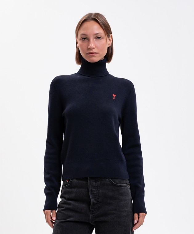 Ami Paris Синий гольф из шерсти мериноса FKS827001 изображение 3