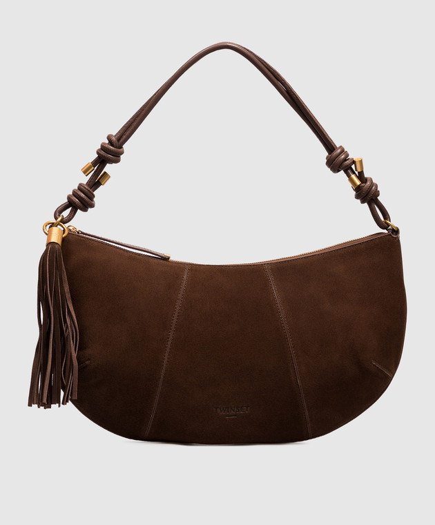 Twinset Коричневая замшевая сумка с кистью 262TD8231