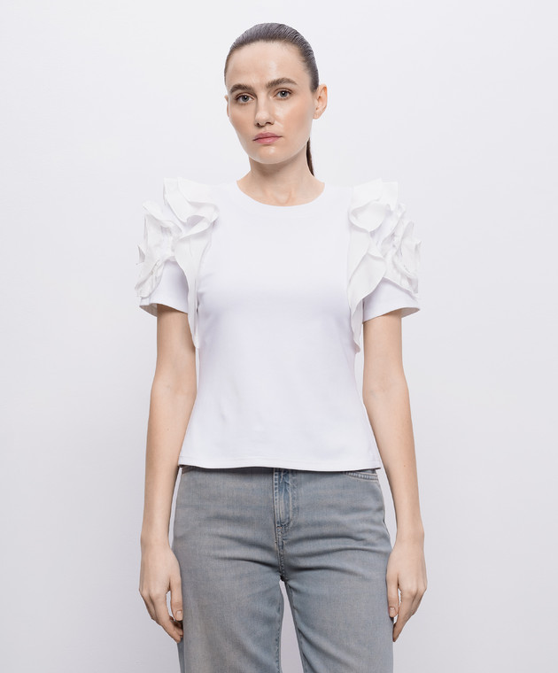 Christy Lynn Белая футболка Kinsley с рюшами CLB417F33 изображение 3