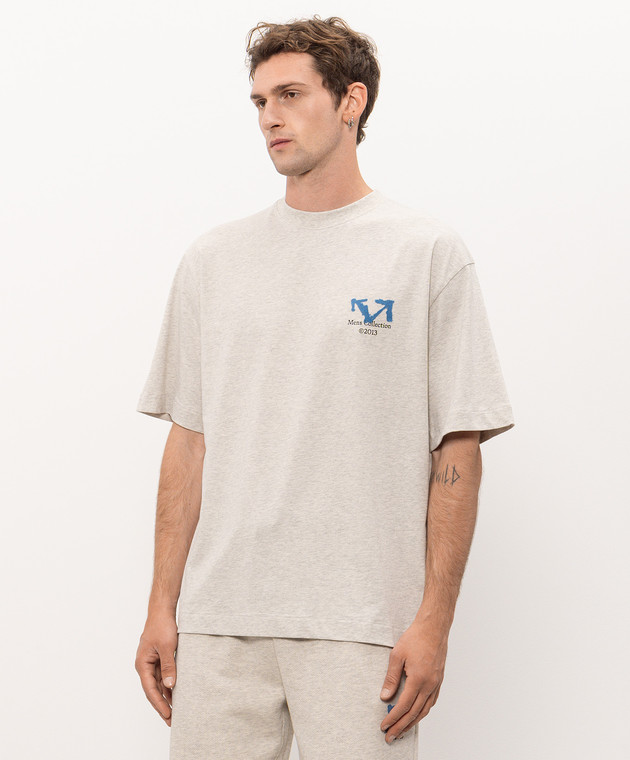 Off-White Серая меланжевая футболка Half Arrow 44MAA120F26J007 изображение 3