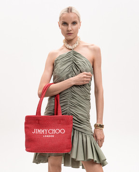 Jimmy Choo Червона сумка-тоут з рафії East-West BEACHTOTEEWMJYN