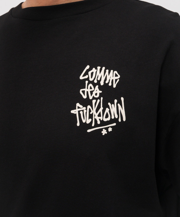 Comme des Fuckdown Чорна футболка з брендовим принтом емблеми FMS6CFABM02001 зображення 5