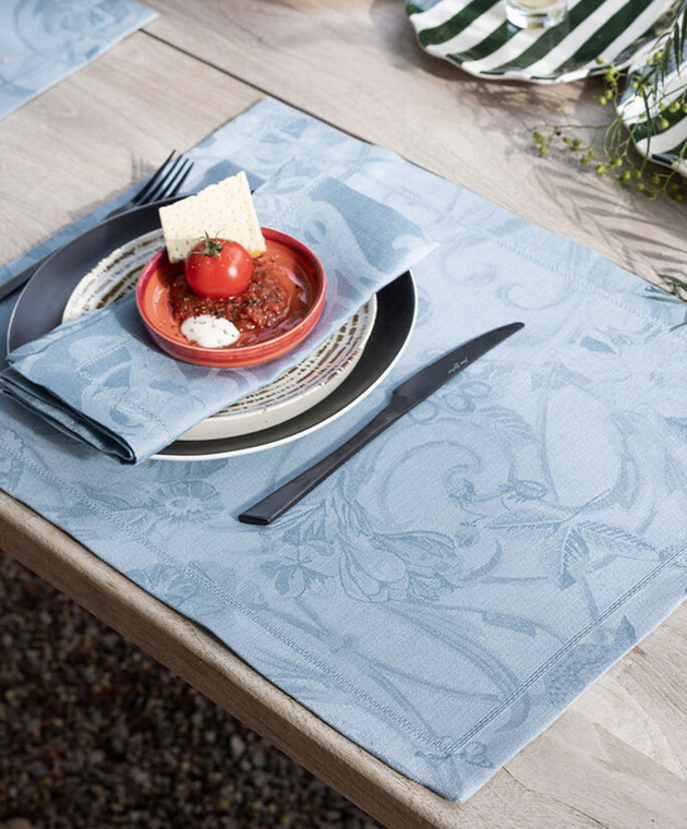 Le Jacquard Fraincais Блакитний столовий килимок Tivoli з льону 31306 зображення 2