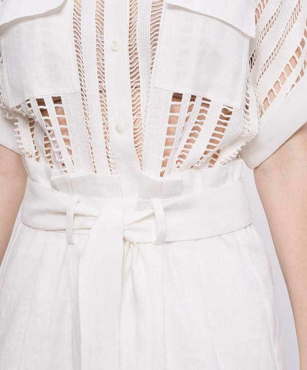 Christy Lynn Білий комбінезон Madeleine з льоном CLJS12N22 зображення 5