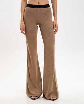 Palm Angels s Коричневі штани кльош з лампасами PWHG021S24KNI001