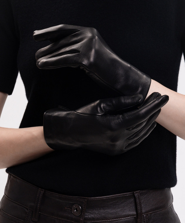 Sermoneta Gloves Чорні шкіряні рукавички 301A зображення 2