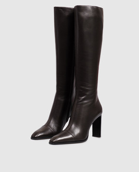 Saint Laurent Коричневые кожаные сапоги VENETIA 823417AADF0