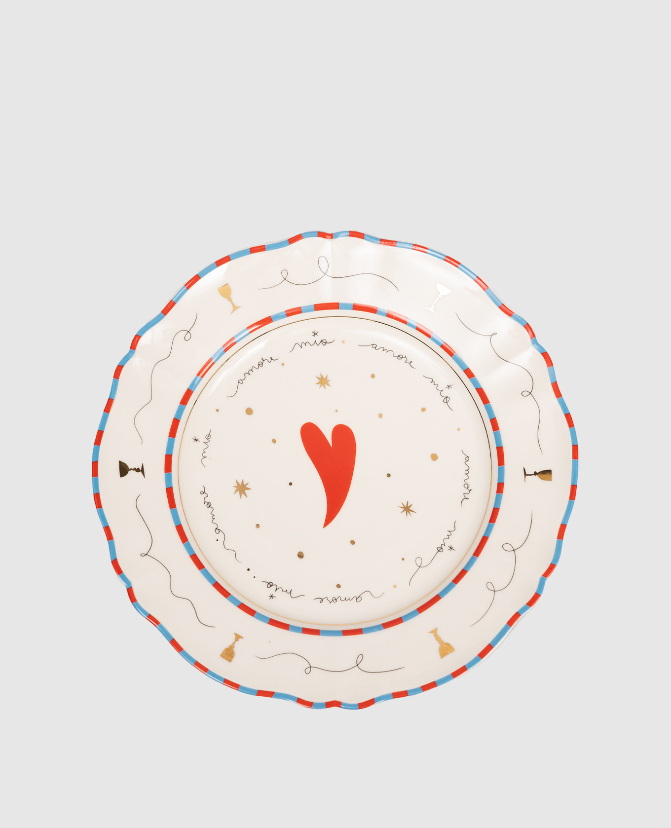 

Белая фарфоровая обеденная тарелка Heart, Белый, Посуда