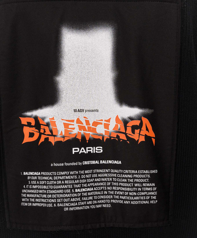 Balenciaga Черный кардиган с брендовыми нашивками 876816T1792 изображение 5