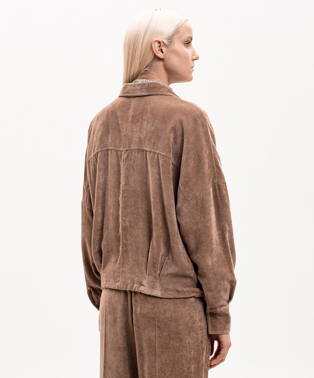 Brunello Cucinelli Коричнева вельветова куртка в стилі сорочки MP547M1V06 зображення 4