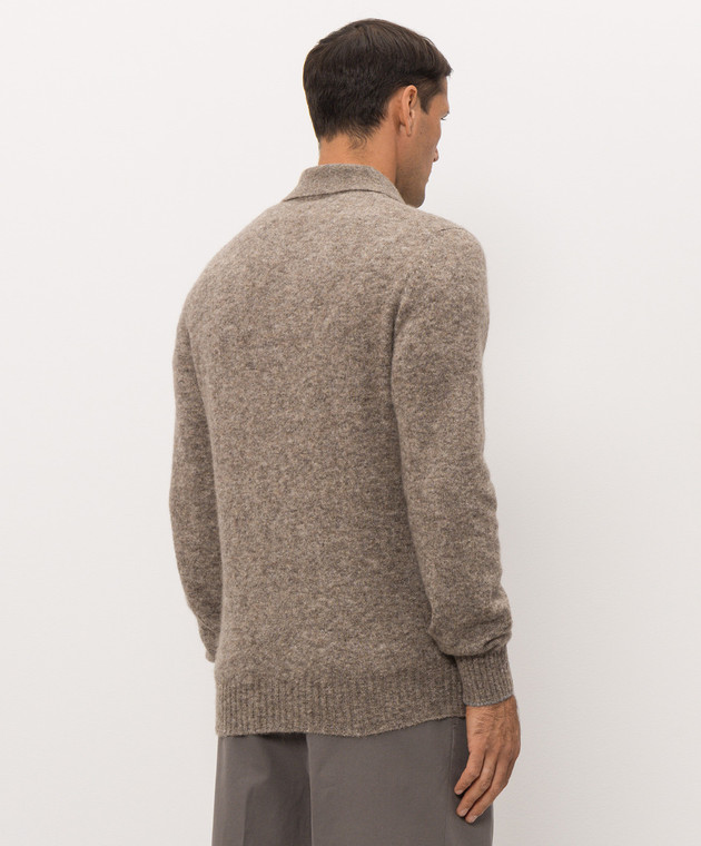 Brunello Cucinelli Коричневое поло с шерстью альпаки и кашемиром MTF709905 изображение 4