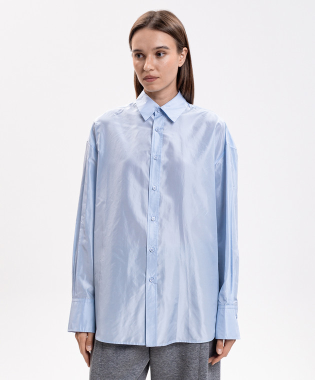 Carven Блакитна сорочка із шовку 6262K21071 зображення 3