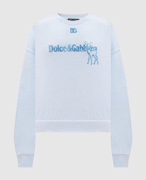 Dolce&Gabbana Блакитний світшот з принтом логотипа F9Q92ZGDDM6