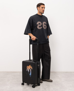 Palm Angels Черный чемодан с фактурной надписью PMNG002S26PLA002