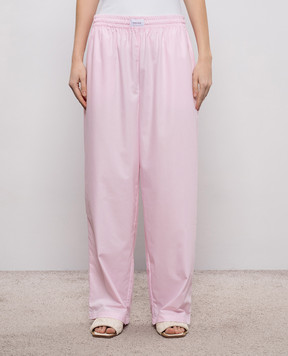 Dore & Rose Розовые пижамные брюки в полоску с логотипом PREMIUMSILKPJBOTTOM