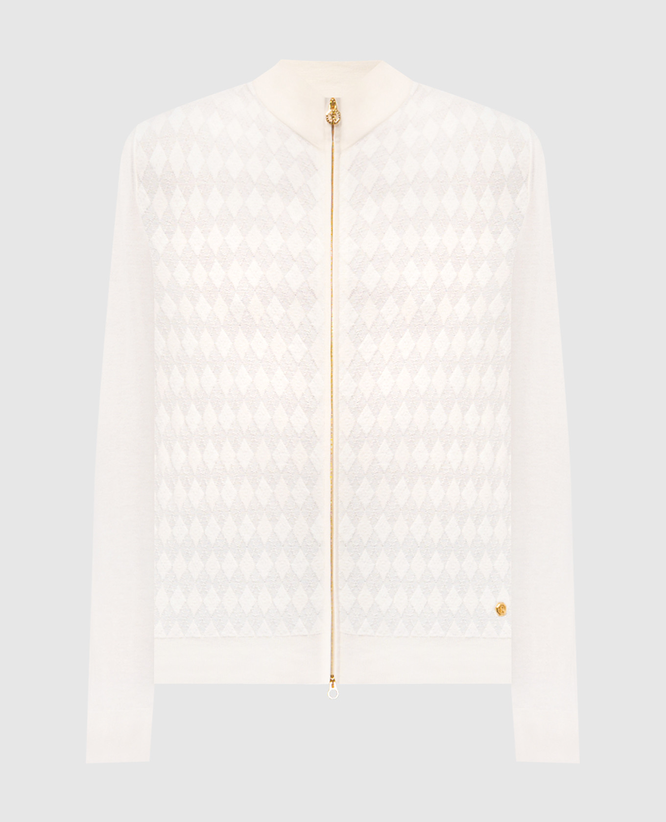 Кардиган цвета айвори с шелком в узор