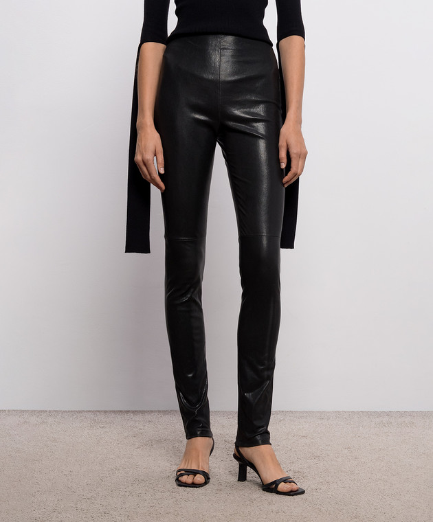 Ann Demeulemeester Черные кожаные леггинсы Florence B0010846LT084 изображение 3